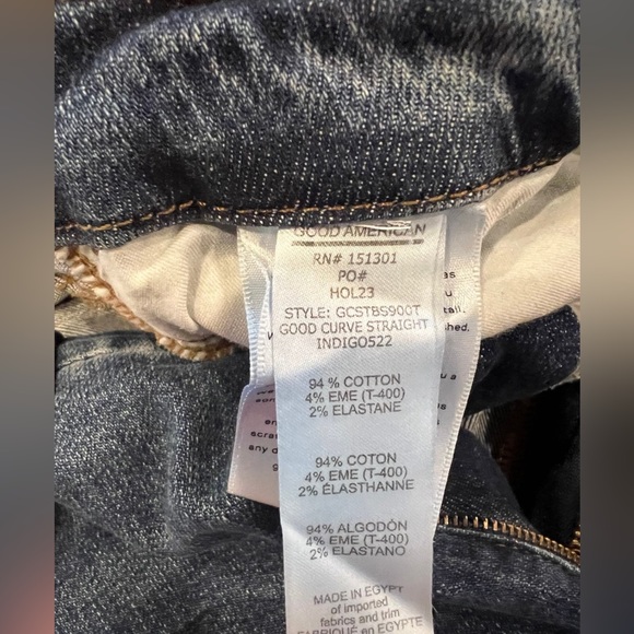 Good American Good Curve Straight Jeans size 16 Plus Indigo522, worn/washed once - Picture 3 of 6